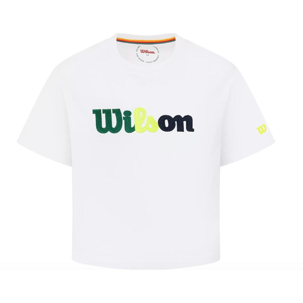 Wilson Logo White Cotton Tennis Boxy Tee T-Shirts Small X-Small